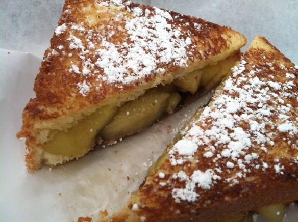 Grilled yankee apple and chocolate pie sandwich - www.theculinarycapers.com review of the MN state fair Grilled yankee apple and chocolate pie sandwich - www.theculinarycapers.com review of the MN state fair